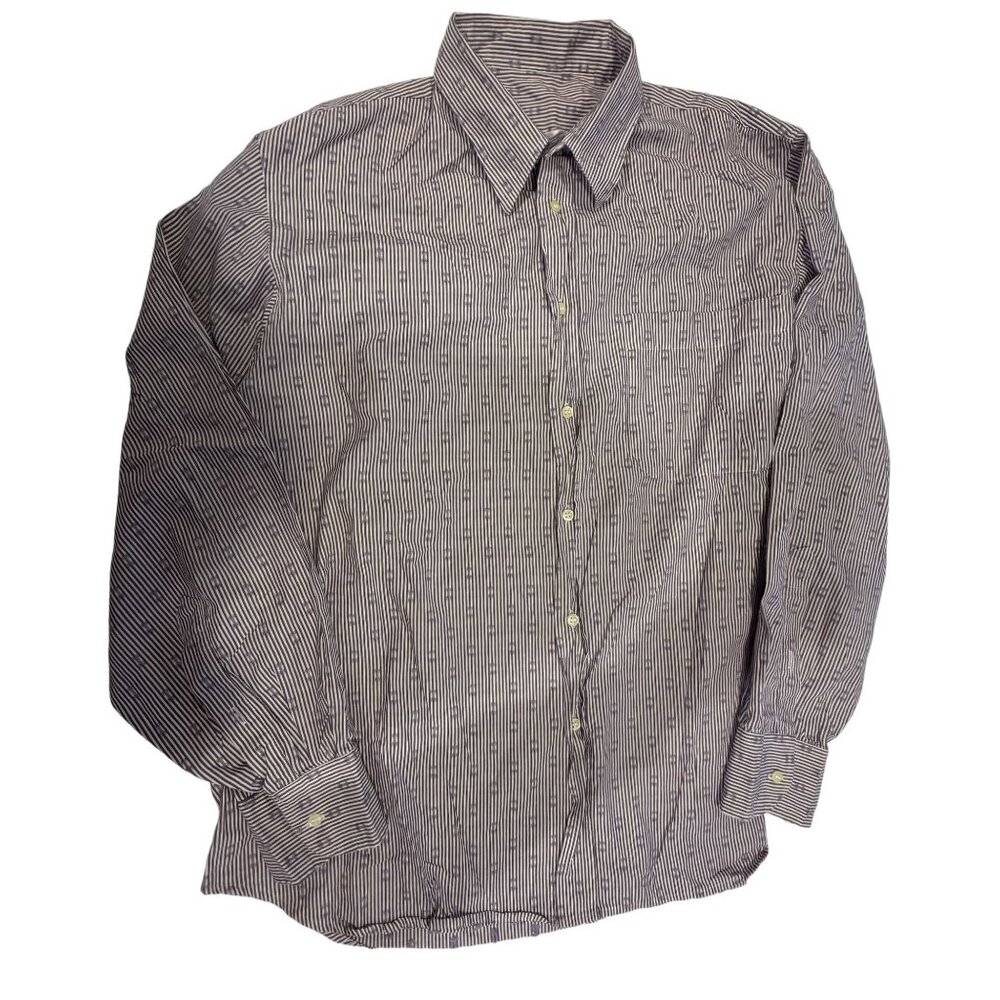 Parallax Mens Purple Striped Paris Button-Up 100% Cotton Long Sleeve Made In Fra